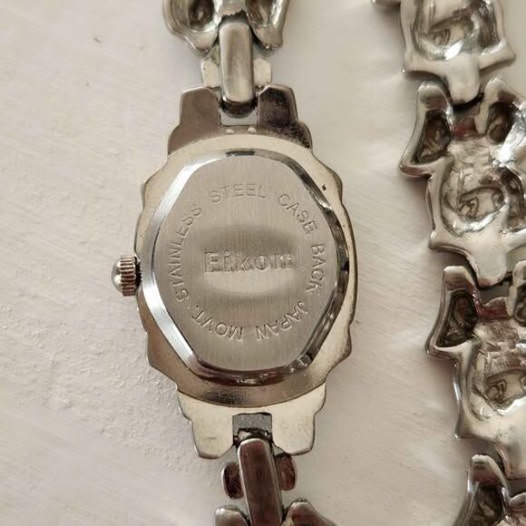 Vtg Eikon Art Deco Wrist Watch & Bracelet Set Silvertone Bows Marcasite Coquette main image 10